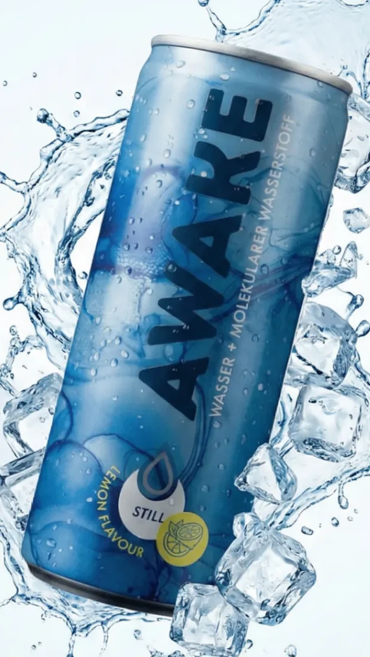 AWAKE can with water and ice